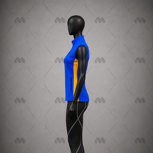 Chaqueta deportiva de yoga azul sin mangas con cremallera, transpirable, ajustada, de nailon y spandex, para mujer, que absorbe el sudor. - Product Image 2