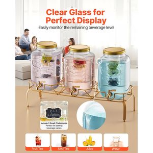 Set di 3 Dispenser per Bevande in Acciaio Inox da 2 Galloni con Supporto in Metallo per Feste di Spigo - Product Image 2