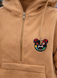 Ensemble de survêtement unisexe épais à demi-zip, 400 g/m², 100 % coton, grandes tailles, coupe ajustée, pour l'hiver - Product Image 3