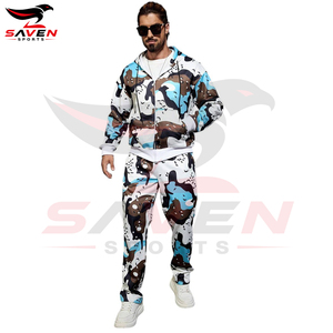 Ensemble sweat à capuche zippé et pantalon de survêtement pour homme, personnalisé, nouvelle tendance, très demandé, durable, style streetwear, imprimé, avec poches. - Product Image 4