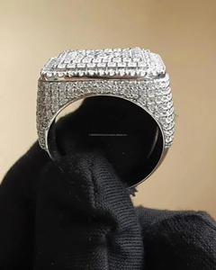 แหวนเงินแท้ทรงครอสประดับเพชรโมอิสซาไนต์ชุบโรเดียมสไตล์ฮิปฮอป เหมาะเป็นของขวัญวาเลนไทน์สำหรับเธอ/เขา - Product Image 6