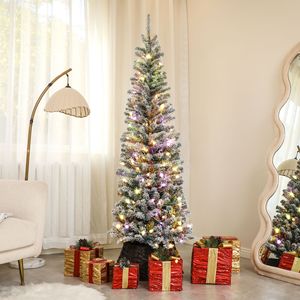 Albero di Natale Pre-Illuminato da 180 cm con Luci LED Bicolore e Supporto in Metallo - Decorazione Natalizia Effetto Neve - Product Image 2