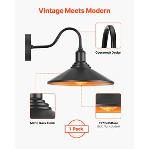 "Vintage Farmhouse Barn Light 11.5" Dia 1 Pack Exterior <b>Wall</b> <b>Sconce</b> 1 Pack" - Product Image 2
