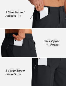 Shorts cargo de randonnée pour hommes 10 pouces, séchage rapide, légers, extensibles, pour le golf, les voyages et les activités de plein air, avec 5 poches - Product Image 4