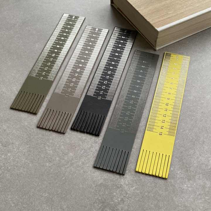 Premium Quality Genuine Leather Unique Design Initialled Printable Leather Bookmark With Measurement Ruler