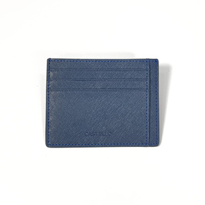 Best-seller Castello, porte-cartes fin en cuir Saffiano fait main, vert marine, gris, noir, fermeture ouverte, doublure en polyester, embossé - Product Image 2