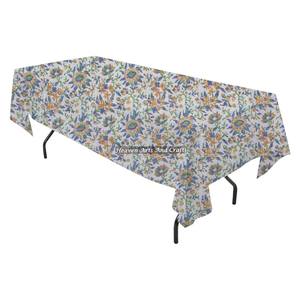 Nappe rectangulaire sur mesure, imprimée à la main, motif floral bohème, extra large, pour décoration de table à manger, cadeaux pour la maison - Product Image 3