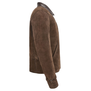 Custom 100% Genuine Brown <b>Suede</b> Leather <b>Men</b>’s Brad Pitt <b>Jacket</b> Classic Cut Private Label OEM/ODM Wholesale Classic Style Collar - Product Image 3
