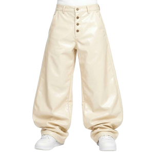 Manufacturer custom-made classic street style elastic waist unisex trousers loose-fitting leather hip-hop trousers for men - Product Image 3