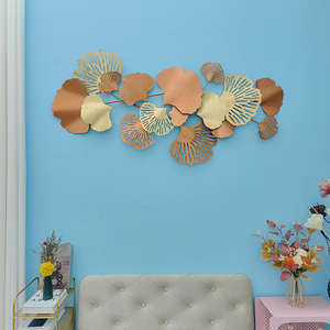 Décoration murale en métal, sculpture en fer abstraite en forme de feuille, design éventail, décoration intérieure moderne pour salon, chambre, hôtel. - Product Image 5