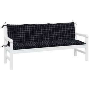 Ensemble de 2 coussins de banc de jardin d'extérieur à motif à carreaux noirs - Product Image 3