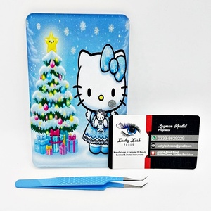 Merry Christmas Sky Blue Plastic Lash Tile Soporte de pinzas magnéticas de calidad premium Herramientas de extensión de pestañas sostenibles personalizadas - Product Image 2
