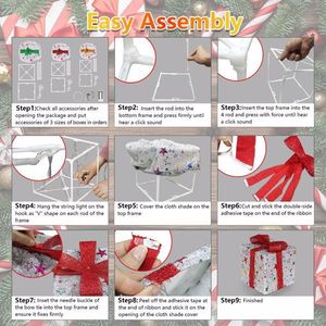 Set of 3 Lighted Christmas Gift <b>Boxes</b> 50 LED Christmas Box Decorations Ribbon Bows IP44 Waterproof for Xmas <b>Present</b> Ornament - Product Image 5