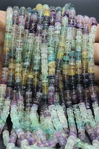 Perles de roue en multi-fluorite de qualité AAA, 6 mm, 16 pouces, forme de pneu lisse, pour la fabrication de bijoux, perles en pierre - Product Image 4