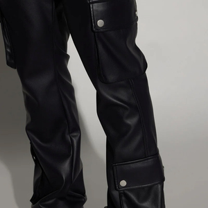 Pantalon en cuir pour homme, haute qualité, léger, respirant, imperméable, taille élastique, décontracté, taille haute, logo personnalisé, jambe gauche, hiver - Product Image 2