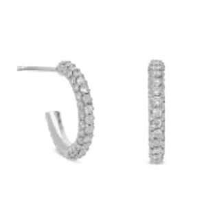 Pendientes de Aro de Lujo con Diamantes Cultivados en Laboratorio, Oro Blanco Original de 9k, Chapado en Oro, Certificado IGI, Pequeños, Tipo Huggie, para Mujer - Product Image 3