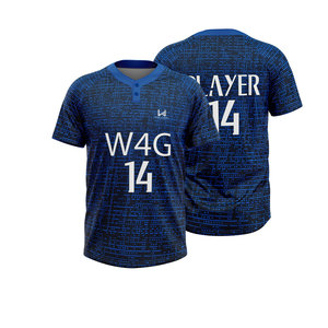 Maillot de baseball personnalisé pour homme à deux boutons, design coupé-cousu, lettres et numéros en twill, durable, anti-humidité, uniforme d'équipe - Product Image 3