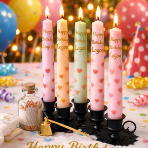 Velas de Cumpleaños Personalizadas con Diseño de Corazón, Hechas a Mano, sin Humo, con Aroma a Rosas, Nombre Personalizado Impreso, Velas de Parafina y Soja - Product Image 1