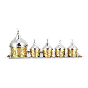 Bol en métal avec couvercle et plateau de service en métal pour la maison, les hôtels, les restaurants et les bars. - Product Image 1