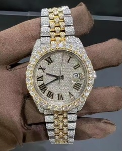 Montre de luxe pour homme en acier inoxydable, boîtier rond, cadran en cristal saphir, mouvement à quartz, affichage de la date, 36 mm, bijoux de mode - Product Image 1