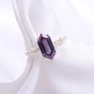 Anillo Hexagonal de Alejandrita que Cambia de Color, Plata de Ley 925, Joyería de Piedras Preciosas Hecha a Mano, Delicada y Única, Certificada por IGI, para Fiestas - Product Image 2