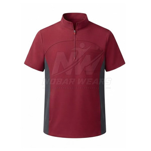 Healthcare Half Zip <b>Scrub</b> <b>Top</b> With Stand Collar Short Sleeves Comfortable Fabric And Practical Front Zip Closure - Product Image 2