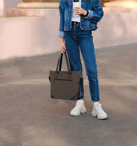 Sac fourre-tout en cuir et toile, broderie ouverte, imperméable, durable, sac à bandoulière, sac de voyage, sac de travail, sac de shopping, grande capacité LCTB-0059 - Product Image 4