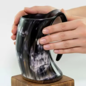 Handcrafted Buffalo Horn Mug With Natural Texture Unique Drinking Vessel Durable Rustic Design Eco Friendly Gift Option - Product Image 1