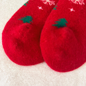 Wholesale <b>Women</b> Red Christmas <b>Crew</b> Wool <b>Socks</b> With Snowflake And Tree Print Thermo Knitted Christmas Wear - Product Image 4
