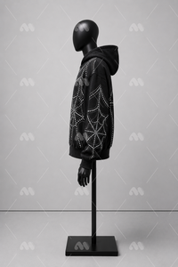 Sudadera con capucha negra con cremallera y diseño de diamantes, estilo urbano para hombre - Product Image 2
