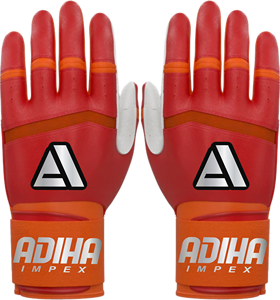 Gants de frappe en cuir Adiha Impex pour le baseball, rouge/blanc, fermeture auto-agrippante, unisexe adulte, entraînement, couleurs et tailles personnalisables, durables - Product Image 3