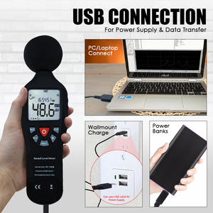 Chất lượng hàng đầu Decibel Meter với 32000 dữ liệu đăng nhập PC giao diện một C Trọng lượng pin báo động âm thanh mức độ mét văn phòng nhà trường - Product Image 3