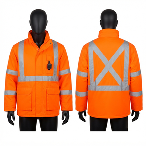 Veste en cuir noire réfléchissante à capuche en toile de polyester lavée 300 GSM très résistante avec panneau arrière en X et boutons personnalisés, service OEM - Product Image 3