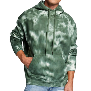 Sweat-shirt à capuche tie-dye pour homme, coupe classique, en coton French Terry, pull décontracté, motif vert, avec poches, idéal pour l'automne - Product Image 6