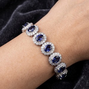 Vintage 925 Sterling <b>Silver</b> <b>Bracelet</b> Natural Iolite AAA Quality Elegant Blue Gemstone Jewelry Women's Classic Everyday Wear Gift - Product Image 3