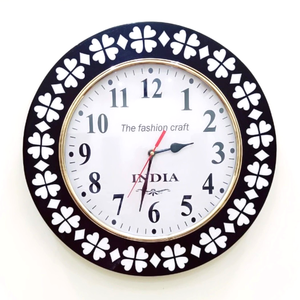 Horloge murale de luxe moderne de haute qualité, ronde, en résine et os incrustés, design géométrique, pour la décoration de la maison, salon, décoration intérieure - Product Image 1