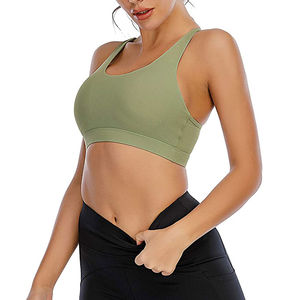 Soutien-gorge de sport long pour femme, sans armatures, rembourré, maintien moyen, pour yoga, gym, course à pied, entraînement, débardeur blanc, personnalisable sur mesure - Product Image 5