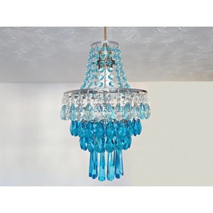 Lustre en verre bleu élégant de qualité standard, décorations lumineuses en forme de goutte d'eau, luminaire de plafond - Product Image 2