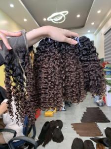 Extensions de cheveux humains vierges Remy vietnamiens doux et lisses birmans bouclés en vrac cheveux tissage perruques dentelle matière première trame unique - Product Image 5