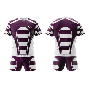 ชุดรักบี้ชายแบบใหม่ขายส่ง พร้อมลายพิมพ์ซับลิเมชั่น เสื้อเจอร์ซีย์พร้อมกางเกงขาสั้น ชุดรักบี้มืออาชีพ - Product Image 5