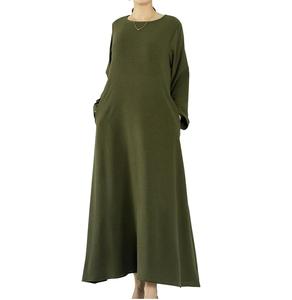 Nouvelles Abayas Essentielles Longues en Gros, Robes Modestes Unies de Couleur Unie, Abayas Plissées Traditionnelles Classiques Islamiques Musulmanes pour Femmes - Product Image 1