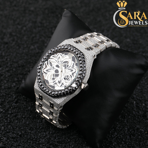 Reloj de diamantes VVS Moissanite totalmente helado de la mejor calidad, elegante reloj analógico de acero inoxidable, esfera de cristal, moda de negocios de lujo - Product Image 2