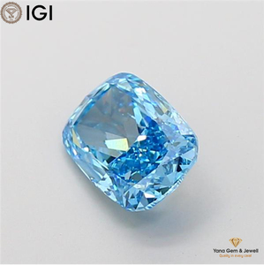 Diamant CVD de laboratoire, clarté VVS2, couleur bleu vif fantaisie, 2,01 carats, certifié IGI, taille coussin, pour design solitaire Soulmate - Product Image 3