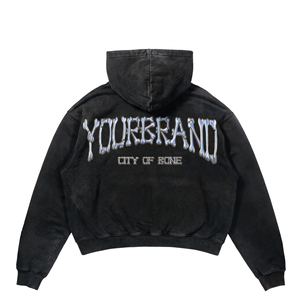 Sudadera con Capucha para Hombre, Lavado Ácido, 420 GSM, 100% Algodón Felpa, Negra, para Impresión Personalizada Frontal, Talla Grande Premium - Product Image 2