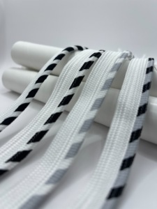 Double Braided White Black Drawcord <b>Elastic</b> <b>Cord</b> for Garment Use 10mm Nylon Cotton Round Style Simple Structure - Product Image 3