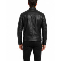 Veste en cuir classique pour homme, en cuir véritable, style motard, fermeture éclair intégrale, col montant, décontractée, tendance, poches, doublure intérieure douce