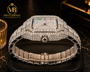 MB ETERNAL JEWELS นาฬิกาควอทซ์ทรงสี่เหลี่ยมประดับเพชร สายโลหะผสม 41 มม. หน้าปัดตัวเลขโรมัน นาฬิกาผู้ชายสุดหรูของซิติเซ่น - Product Image 3