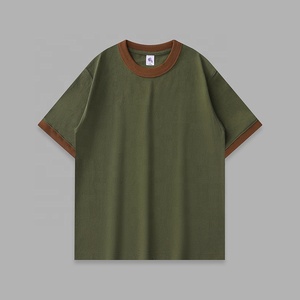 เสื้อยืดคอกลมแขนสั้นผ้าคอตตอน 100% หนัก 320 กรัม สไตล์ลำลองแนวสตรีทแวร์ พร้อมปกและปลายแขนเสื้อแบบตัดกัน สำหรับผู้ชายและผู้หญิง - Product Image 2