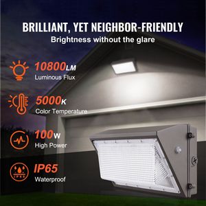 2 Pezzi Lampade LED da Esterno 100W 10800LM 5000K per Illuminazione Pareti # 3000K CCT # Alimentatore CA # Illuminazione di Sicurezza # Sensore di Luce Intelligente - Product Image 2