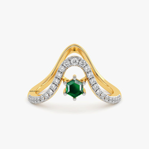 Anillo de Diamantes Hexagonal con Esmeralda Verde de Lujo para Mujer, Anillo Romántico Inspirado en la Naturaleza para Boda o Fiesta, Oro 10K 14K 18K, Plata 925 935 - Product Image 3